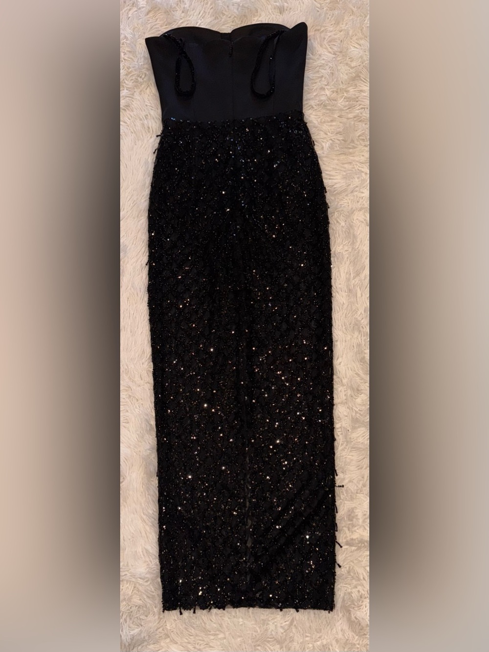 NEW NADINE MERABI Valentina Mixed Media Black Beaded Bustier Gown Sz 2 - Picture 8 of 12